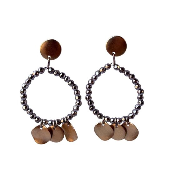 Vtg 1990s Chico’s Pearl Chain Drop Earrings Sparkle Textured Metal Ball Accents - Picture 11 of 14